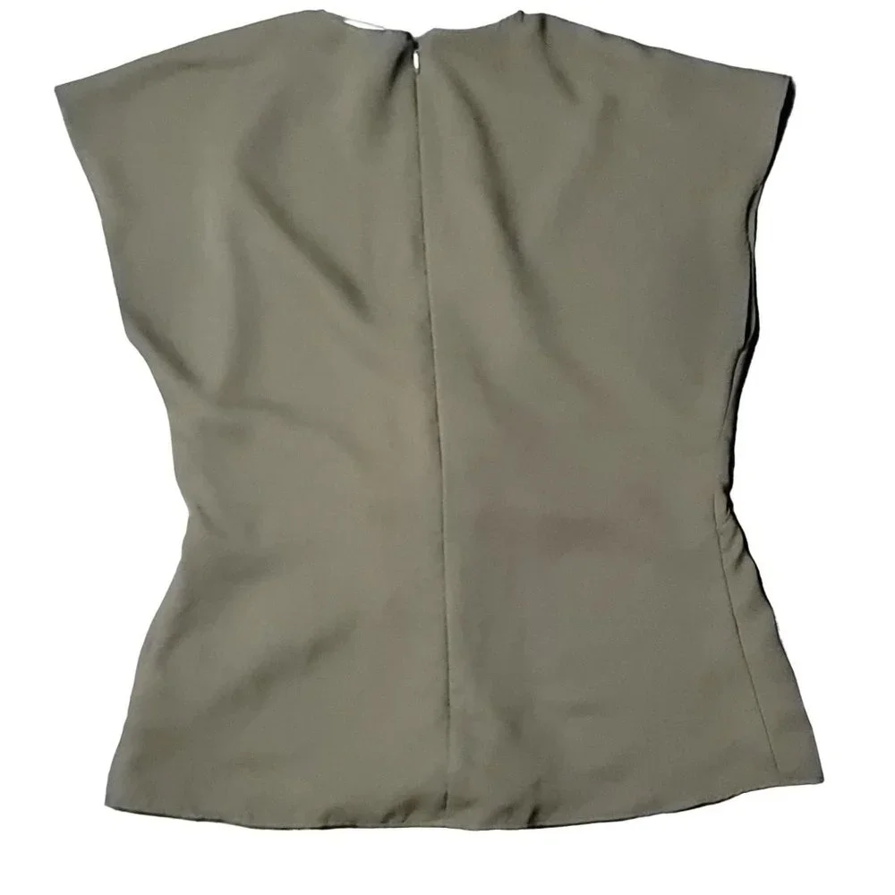Express Sleeveless Twist Front Top Small Olive Green Zip Back - Picture 2 of 5